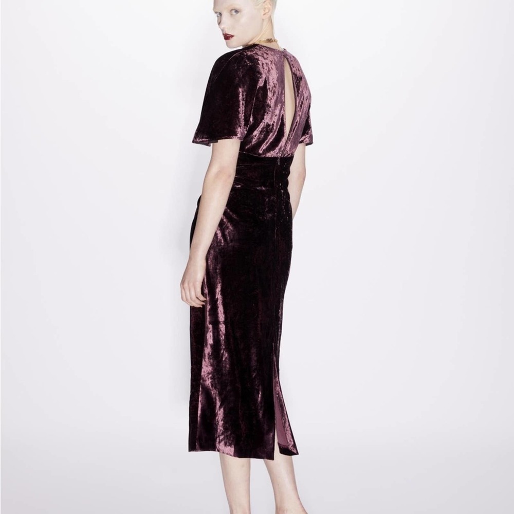 ZARA LONG VELVET DRESS BURGUNDY